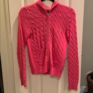 Hot Pink Cable Knit Ralph Lauren Zip Up Hoodie